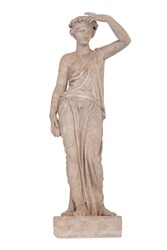 Sculpture of the Greek god Ceres isolated on white background. Ceres was a goddess of agriculture, grain crops, fertility and motherly relationships. Sculptor S. S. Pimenov. Created in 1822