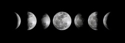 Phases of the Moon : Waxing Crescent, Waxing Gibbous, Waning Gibbous, and Waning Crescent.
