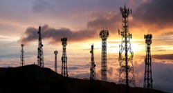 Antenna Telephone and communication towers have a sunset background. Can be used as a background.