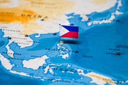 the Flag of philippines in the world map