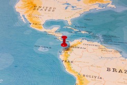 A Red Pin on Ecuador of the World Map