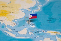 The Flag of Philippines in the World Map