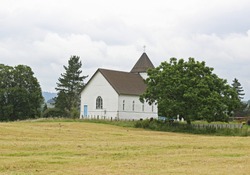 Old white church on the hill
