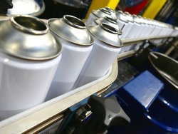 aerosol cans in production factory
