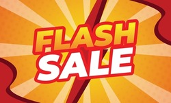 Flash sale special offer clearance banner with thunder. Vector illustration
