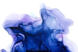 Alcohol Ink Translucent. Modern Whale Color Fluid Art. Indigo Perfect Backdrop. Liquid Purple Flow Wallpaper. Navy Ink. Abstract Background Wave.