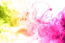 Abstract art. Colored smoke hookah on a white background. Background for Halloween. Texture fog. Design element. The concept of toxic substances.