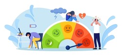 People are on the mood scale, stress rate. Frustration and stress, Emotional overload, burnout, overworking, depression diagnosis
Mental disorder. Vector illustration