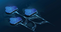Multiple cloud symbol vector illustration, 2D cloud, 3D cloud, multi-cloud work connected data.