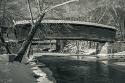 Humpback Covered Bridge located in Covington, Virginia spans the Dunlap Creek.