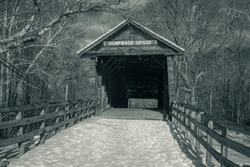 Humpback Covered Bridge in Alleghany County, west of Covington Virginia. It is Virginia's oldest covered bridge.