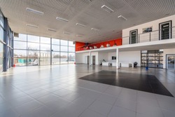 Interior of empty car dealership