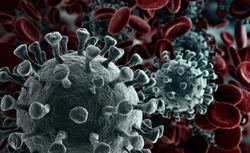 Coronavirus 2019-nCov novel coronavirus concept. Microscope virus close up. 3d rendering.
