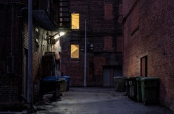 empty back alley at night 