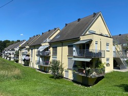 Residential buildings and a spring setting in the Zurich suburbs - Canton of Zürich (Zurich or Zuerich), Switzerland (Schweiz)