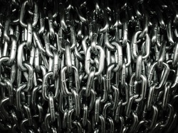 Steel chain background. Grey high contrast background.