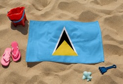 Beach Towel - Flag of Saint Lucia - realistic rendering with texture