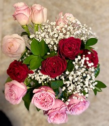 Pink White Red Roses Bouquet