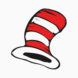 Dr Seuss cat in the hat. Hat, mustaches and bow-knot.