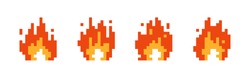 8 bit pixel fire flame vector