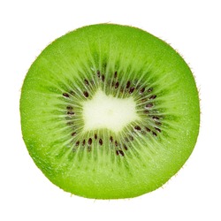 Isolated slice of kiwi fruit on white background