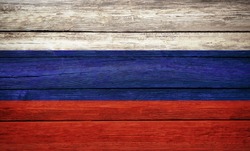 Russian flag wooden plank background