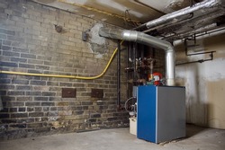 boiler in  basement / industrial dirty grunge background /