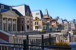new houses in Dalian, China. Street in european style