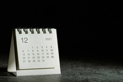 2021 December calendar on black background	