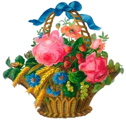 A vintage floral basket illustration (circa 1882)