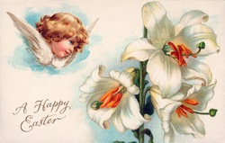 Vintage Easter Greeting Illustration, circa 1910