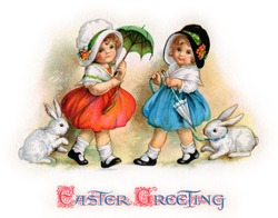 A vintage Easter greeting card illustrat