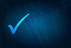 Checkmark icon isolated on futuristic digital abstract blue background