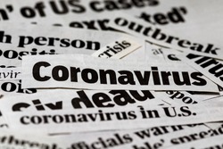 Coronavirus, covid-19, newspaper headline clippings. Print media information isolated