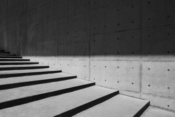 Architecture details Cement concrete wall stairs Modern building shade and shadow lighting