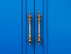 Blue Door Handle close up Classic style Interior decoration