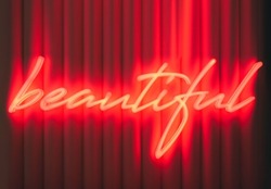Beautiful Type font Neon sign light Signage on wall