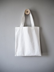 Mock up Tote bag eco White cotton fabric Shopping bag
