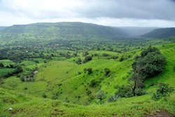 Satara Maharashtra India Asia  Aug. 17 2012 Beautiful Landscape, Green Mountain and Nature Beauty at Satara.