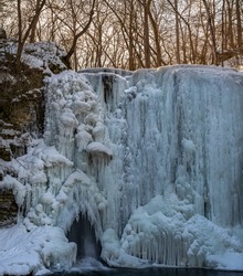 Hayden Falls in Dublin Ohio frozen after an extended polar vortex event. 