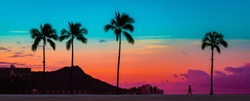 Tropical Paradie Art Sunrise in Waikiki Hawaii