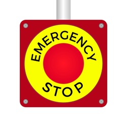 Emergency Stop Push Button Vector Illustration