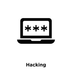Hacking icon vector isolated on white background, logo concept of Hacking sign on transparent background, filled black symbol