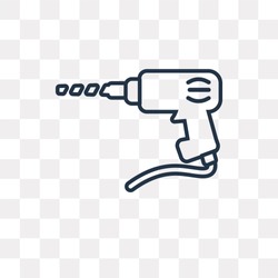 Electric Drill vector outline icon isolated on transparent background, high quality linear Electric Drill transparency concept can be used web and mobile