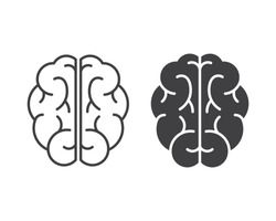 Human brain vector icon illustration, brain symbol in line style isolated on white background, 