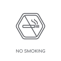 No smoking linear icon. Modern outline No smoking logo concept on white background from Hotel and Restaurant collection. Suitable for use on web apps, mobile apps and print media.