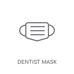 Dentist mask linear icon. Modern outline Dentist mask logo concept on white background from Dentist collection. Suitable for use on web apps, mobile apps and print media.