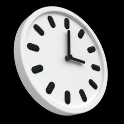 Circle clock icon black background. 3d rendering