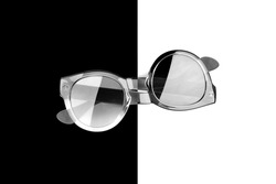 Unreal sunglasses, useless Impossible shape object, optical illusion, abstract surreal concept, upside down trick, visual perception, paradox, absurd idea, crazy fantasy, weird conundrum, mind games