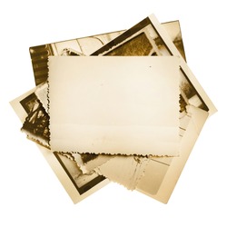 Vintage photo stack isolated on white